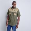 Mens Short Sleeve Serengeti 2 Tone Bush Shirt
