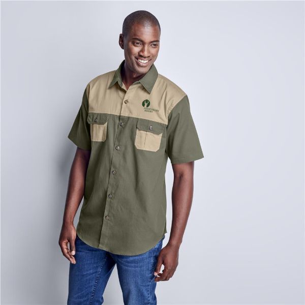 Mens Short Sleeve Serengeti 2 Tone Bush Shirt