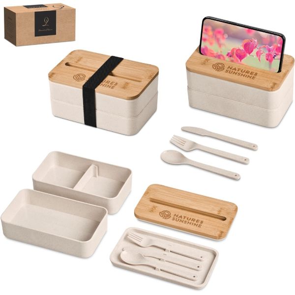Okiyo Dura Wheat Straw Lunch Box And Phone Stand