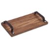 Large Farm Style Wooden Tray with Leather Straps