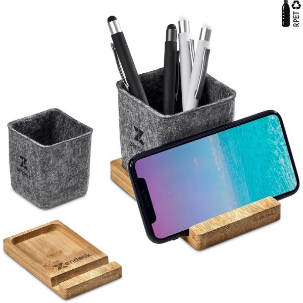 Okiyo Kyadi Pet And Bamboo Desk Caddy Phone Stand