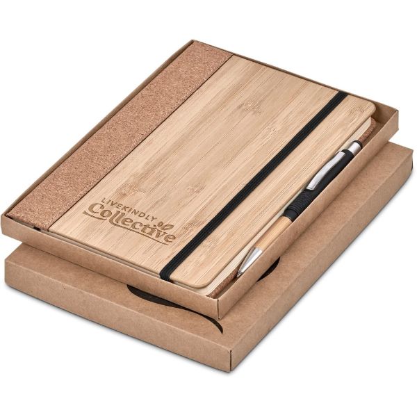 Okiyo Eri Bamboo And Cork Notebook And Pen Set