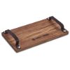 Large Farm Style Wooden Tray with Leather Straps